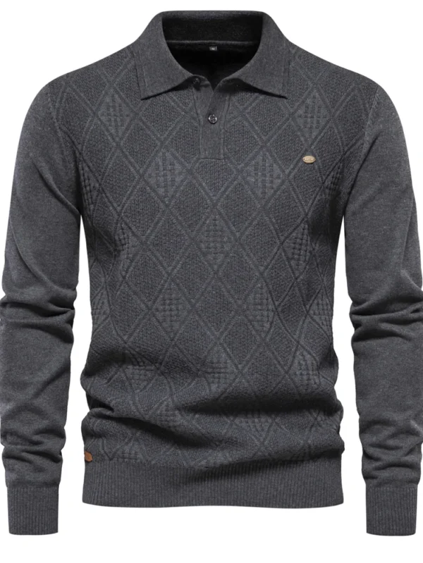2023 New Autumn Cotton Polo Neck Sweaters for Men High Quality Pullover Knitted Sweater Men England Style Casual Social Pull Men